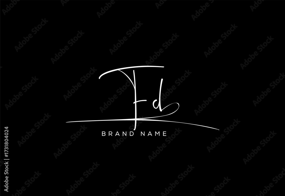 Obraz premium FD letter beauty cursive handwriting logo.