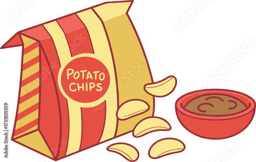 Delicious french fries and ketchup set against a vibrant fast food background with a tasty cheeseburger and classic hot dog on the menu illustration