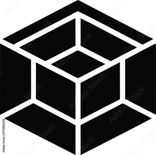 3d cube vector icon.