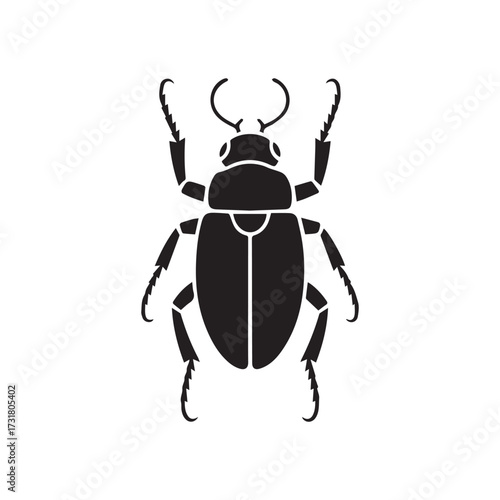 Vector art of silhouette of a beetle the insect is shown in a topdown view, with its legs and antennae clearly visible