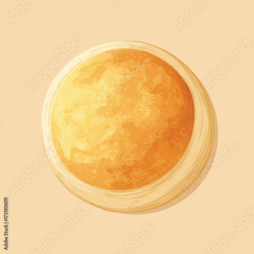 Abstract golden sphere with textured surface and a rim rendered with detailed brushstrokes and neutral backdrop