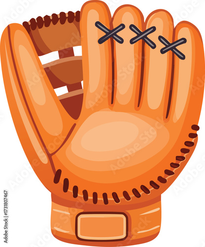 A classic, brown leather baseball mitt. An isolated vector icon for sports, games, and recreation. Generative AI