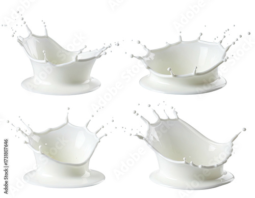 Milk splashes arranged in a grid pattern