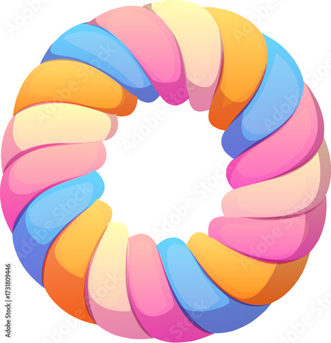 Candy type or sweet dessert font, cartoon typeface for marshmallow confectionery, vector pastry. Sweet dessert font of marshmallow candy or gummy jelly as number 0 zero or letter O of English alphabet