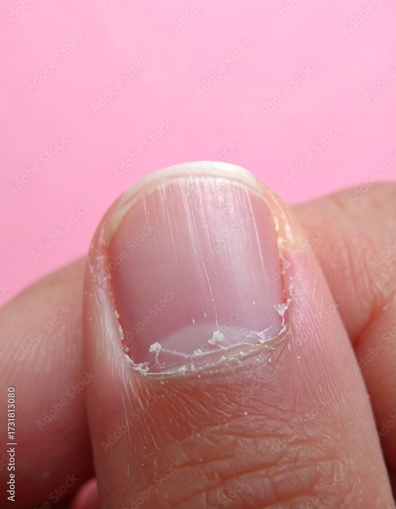 Fototapeta premium Close-up of a fingernail with imperfections