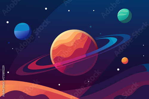 a simple cartoon illustration of a space nebula with a colorful galaxy vector illustration