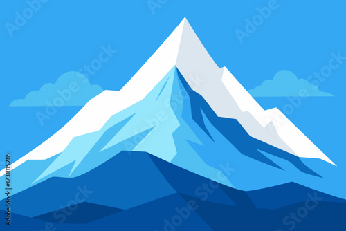 A cartoon snowy mountain peak background vector illustration