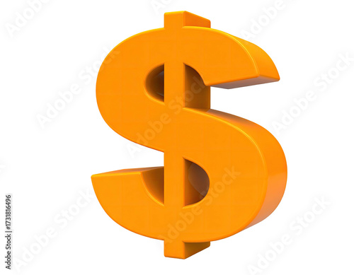 3D orange dollar sign