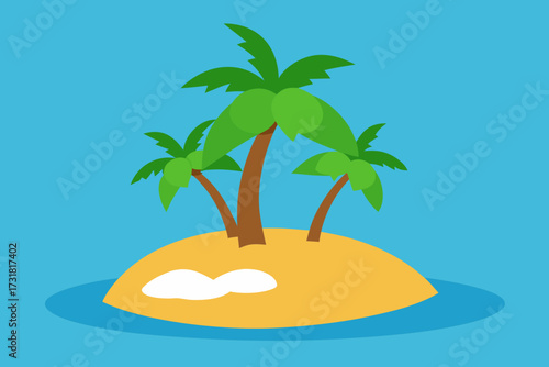 A simple cartoon of a sandy island with coconuts vector illustration