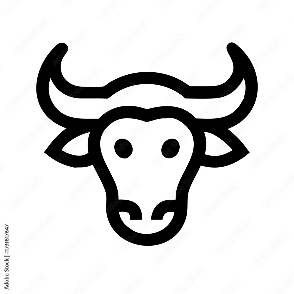 Fototapeta premium Minimalist bull head icon in black outline