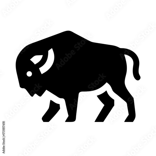 A silhouette of a majestic bison in black