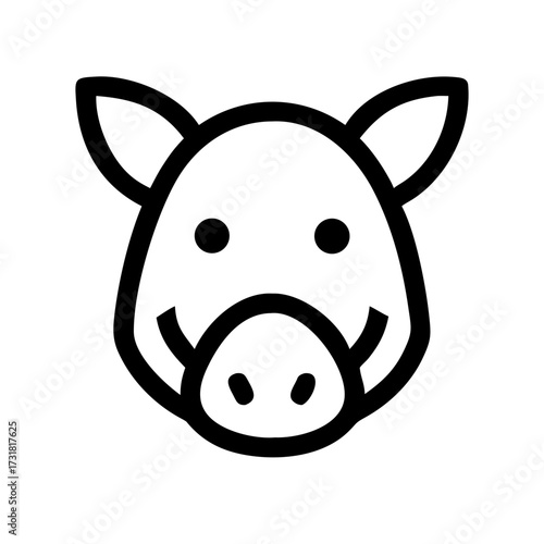 Minimalist icon of a charming wild boar's face