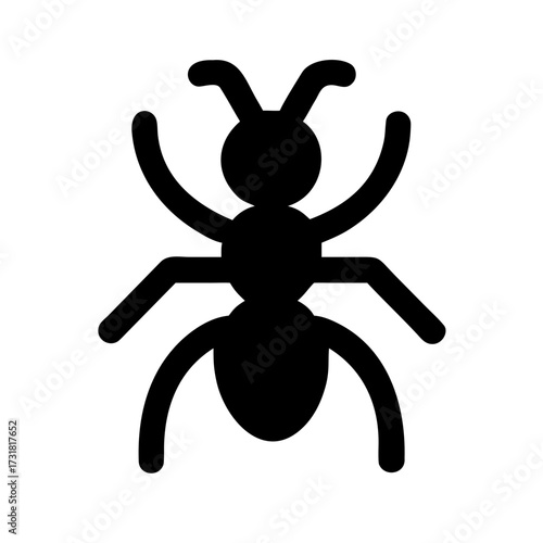 Black ant graphic silhouette isolated on white