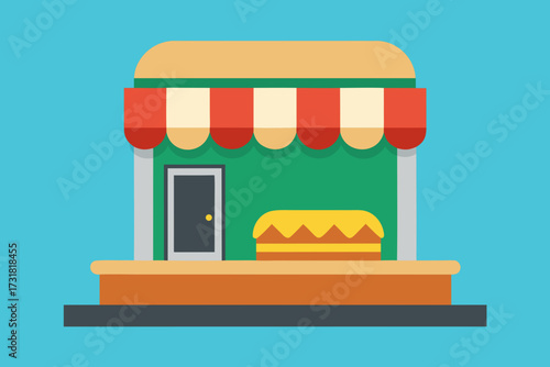 A simple cartoon of a sandwich shop vector illustration