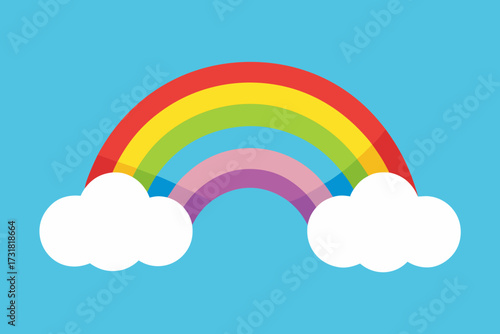 A cartoon magical rainbow cloud background vector illustration