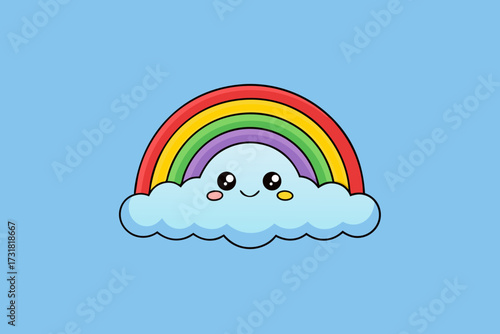 A beautiful cartoon background of a magical rainbow cloud vector illustration