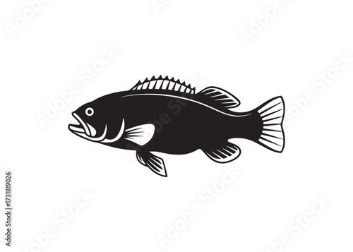 Crappie silhouette vector of freshwater fish for fishing sport illustration.