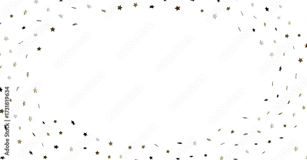 Fototapeta premium Gold and Silver Star Confetti Frame
