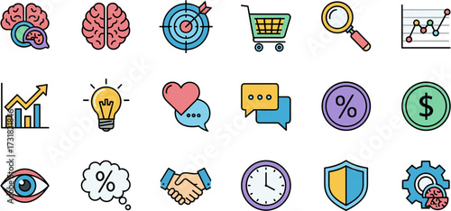 Modern Line Art Business and Finance Icon Set Graphic Resource Elements