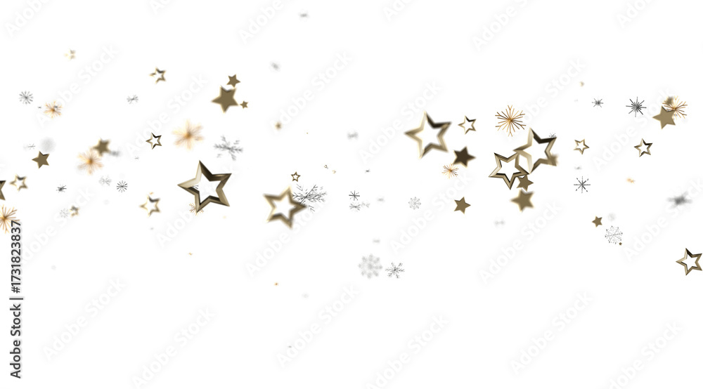 Obraz premium Beautiful background with gold stars and snowflakes. Perfect for Christmas, New Year, and winter holidays.