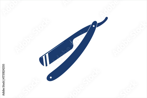 Illustration of a straight razor, a classic shaving tool with a sharp blade and handle, used for traditional grooming and barbering