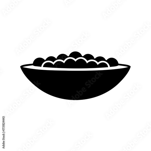 Stylized vector illustration of a bowl overflowing with small round objects or food