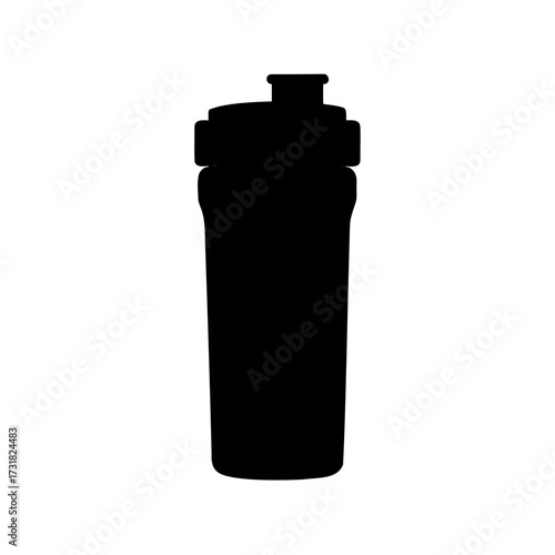 Silhouette of a protein shaker bottle for mixing fitness supplements