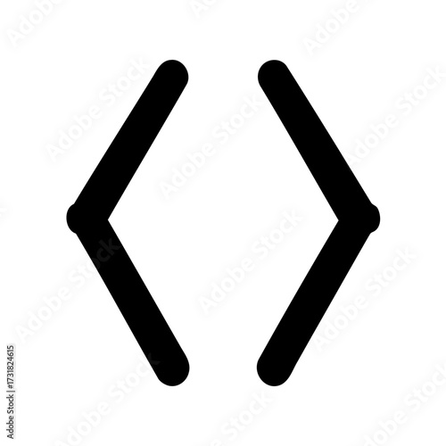 Bracket Icon Presenting Chevron Shapes in Symmetrical Arrangement on Clean White Backdrop