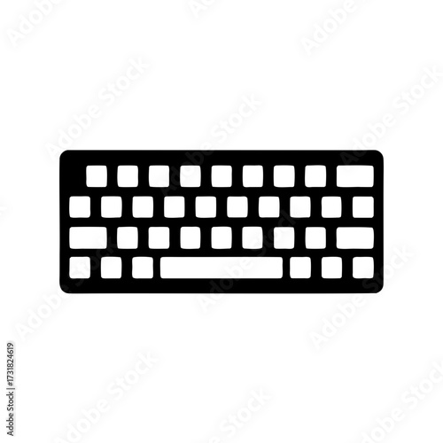 Stylized Minimalist Black Keyboard Illustration on a White Background for Design