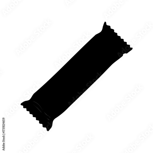 Silhouette of a candy bar or snack bar with a wrapper design