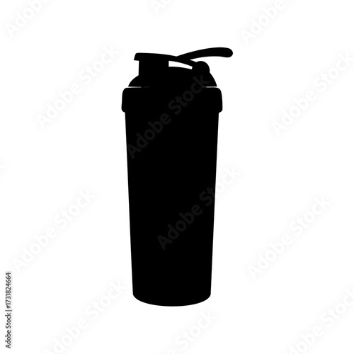 Silhouette of a fitness shaker bottle for protein supplements and gym drinks