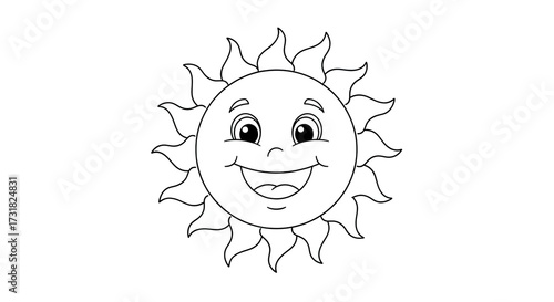  Educational Coloring Sheet Smiling Sun Character Expressing Happiness for Preschool Learning..jpeg