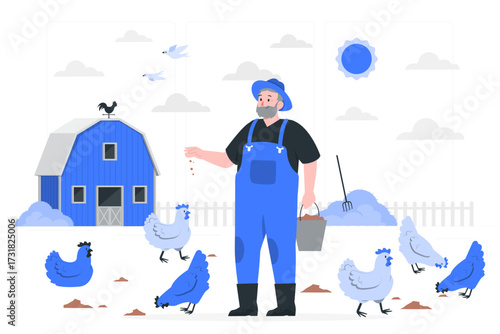 free range chicken farm Flat Illustrations
