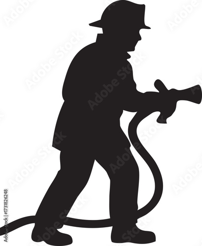 Silhouette of a firefighter 