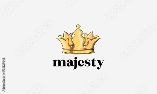 Vintage Crown Logo Royal King Queen abstract Logo design vector template. Hand Drawn logo