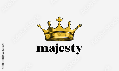 Vintage Crown Logo Royal King Queen abstract Logo design vector template. Hand Drawn logo