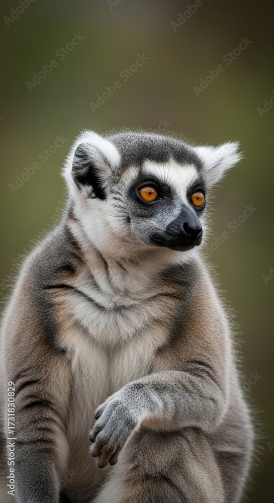 Obraz premium Mesmerizing gaze: portrait of a captivating ring-tailed lemur in natural habitat