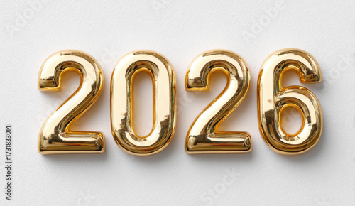 The numbers 2026 are made of solid gold, on a white background
