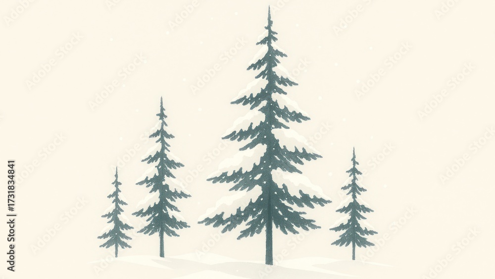 Obraz premium Serene snowy pine forest wallpaper for desktop