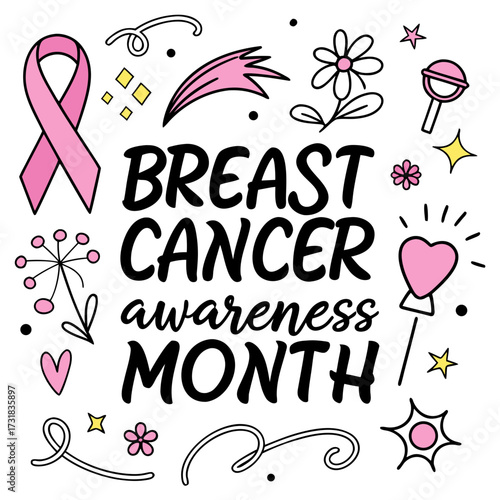 BREAST CANCER AWARENESS MONTH vector illustration