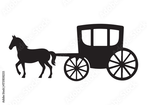 carriage logo silhouette vrctor, carriage of transport silhouette vrctor illustration, horse and carriage silhouette vector, horse with carriage logo silhouettes vector on a white background