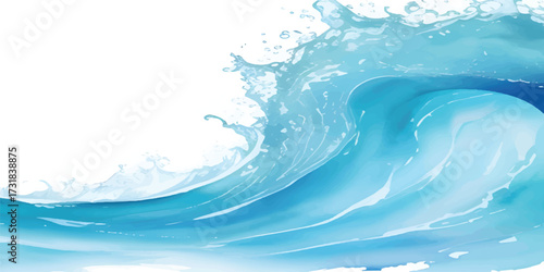 Powerful Blue Ocean Wave with White Foam Splash Dynamic Water Background for Summer Marine Design and Creative Nature Projects