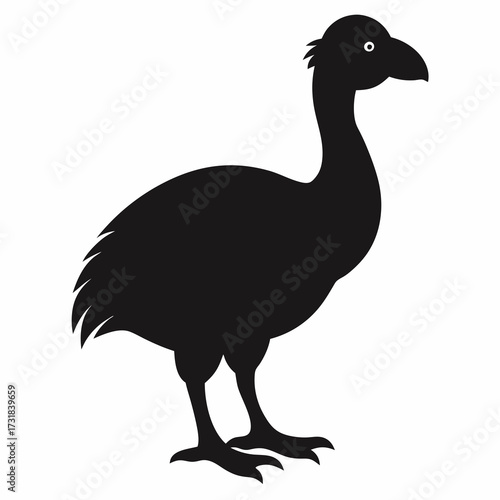Vector illustration of silhouette of a moa bird, an extinct flightless bird from new zealand