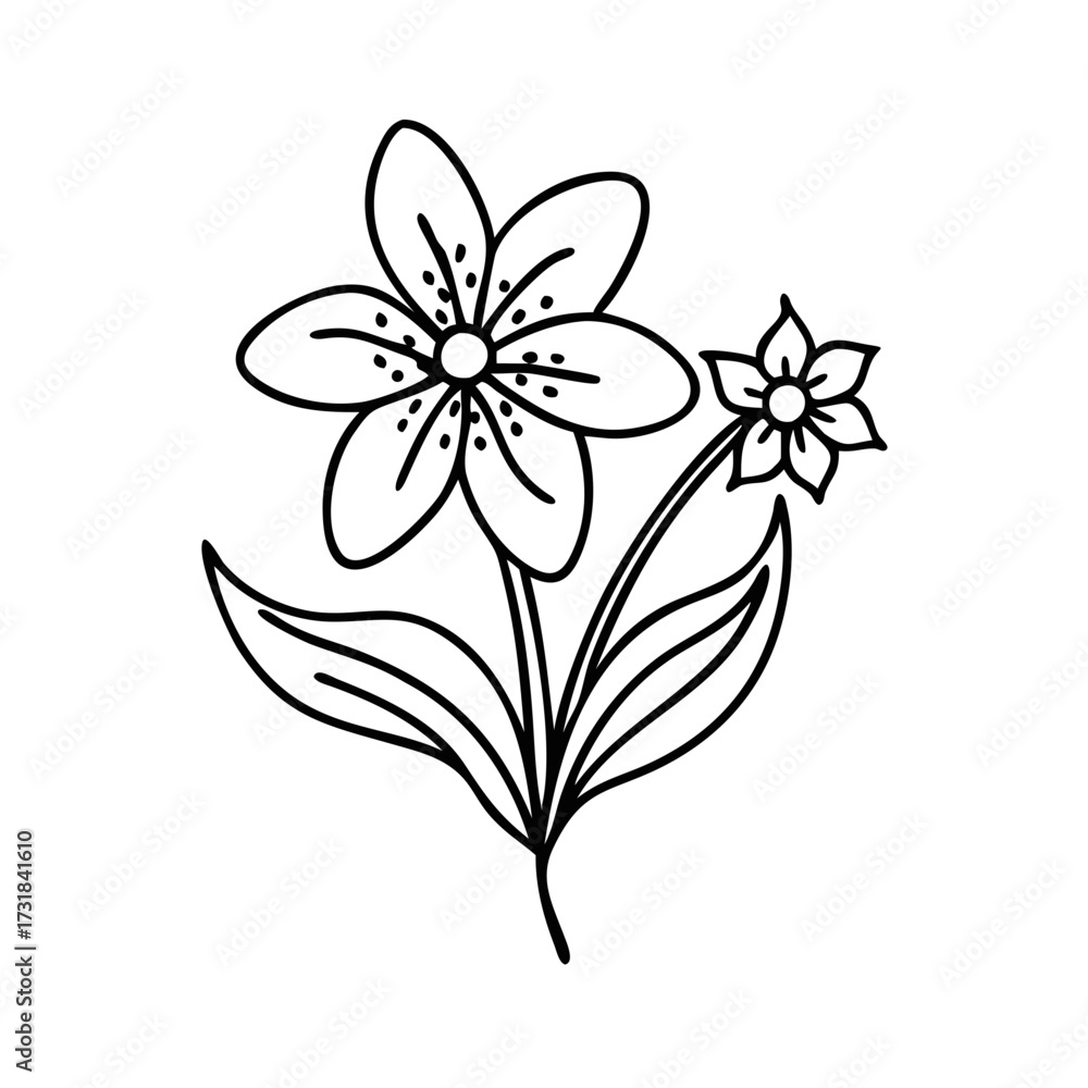 Obraz premium wildflower line art style vector illustration