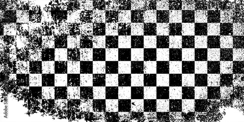 Racing flag sport background horizontal grunge checkered pattern vector design with empty space