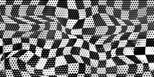 Racing flag sport background horizontal grunge checkered pattern vector design with empty space