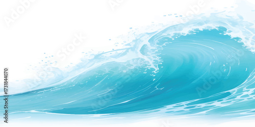 Dynamic Sea Wave in Blue Ocean with Foam Splash Energy Illustration for Abstract Water Background and Modern Marine Design Projects