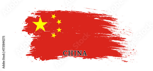 China. Brushstroke illustration in the colors of the country's national flag. Creative design idea