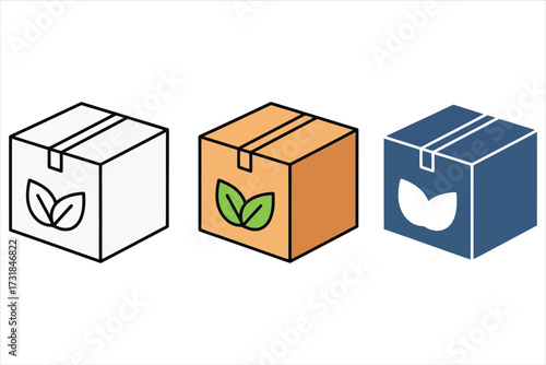 Vector art of ecofriendly packaging set of vector icons representing sustainable delivery and environmentally conscious shipping practices for a greener planet
