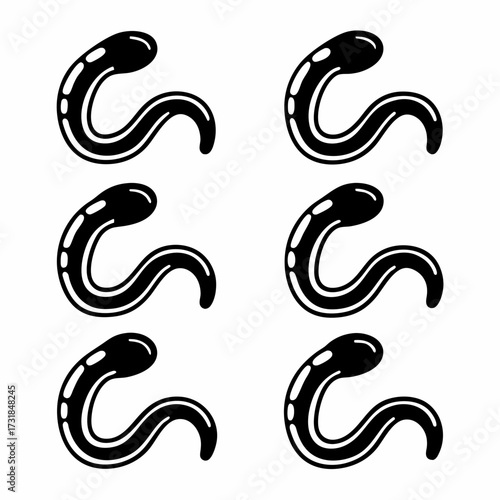 Worm vector illustration set earthworm parasite design concept